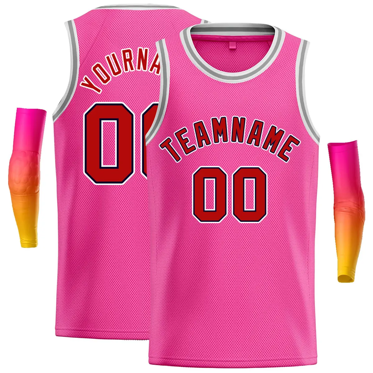 Classic Casual Basketball Jersey Pink Red-Black