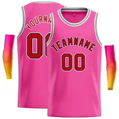 Classic Casual Basketball Jersey Pink Red-Black 1