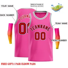Classic Casual Basketball Jersey Pink Red-Black 2