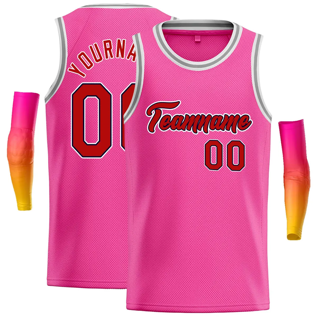 Classic Casual Basketball Jersey Pink Red-Black