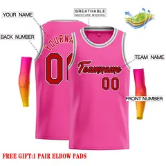 Classic Casual Basketball Jersey Pink Red-Black 2