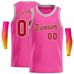 Classic Casual Basketball Jersey Pink Red-White