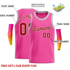 Classic Casual Basketball Jersey Pink Red-White 2