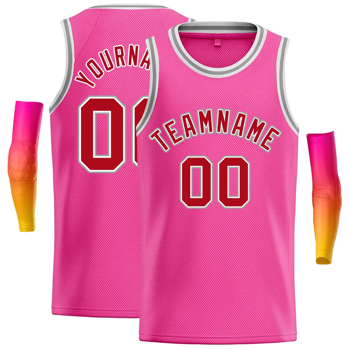 Classic Casual Basketball Jersey Pink Red-White