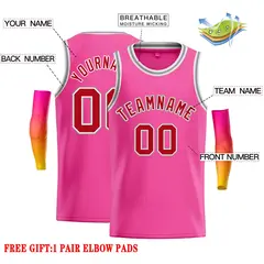Classic Casual Basketball Jersey Pink Red-White 2