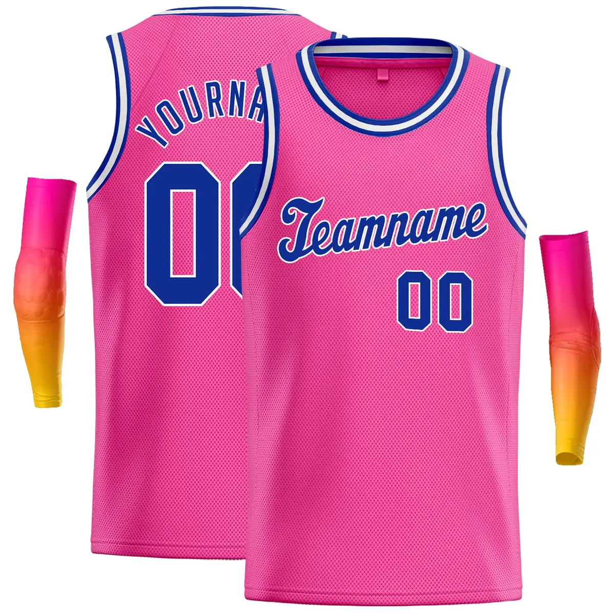 Classic Casual Basketball Jersey Pink Royal-White