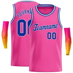 Classic Casual Basketball Jersey Pink Royal-White