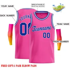 Classic Casual Basketball Jersey Pink Royal-White 2