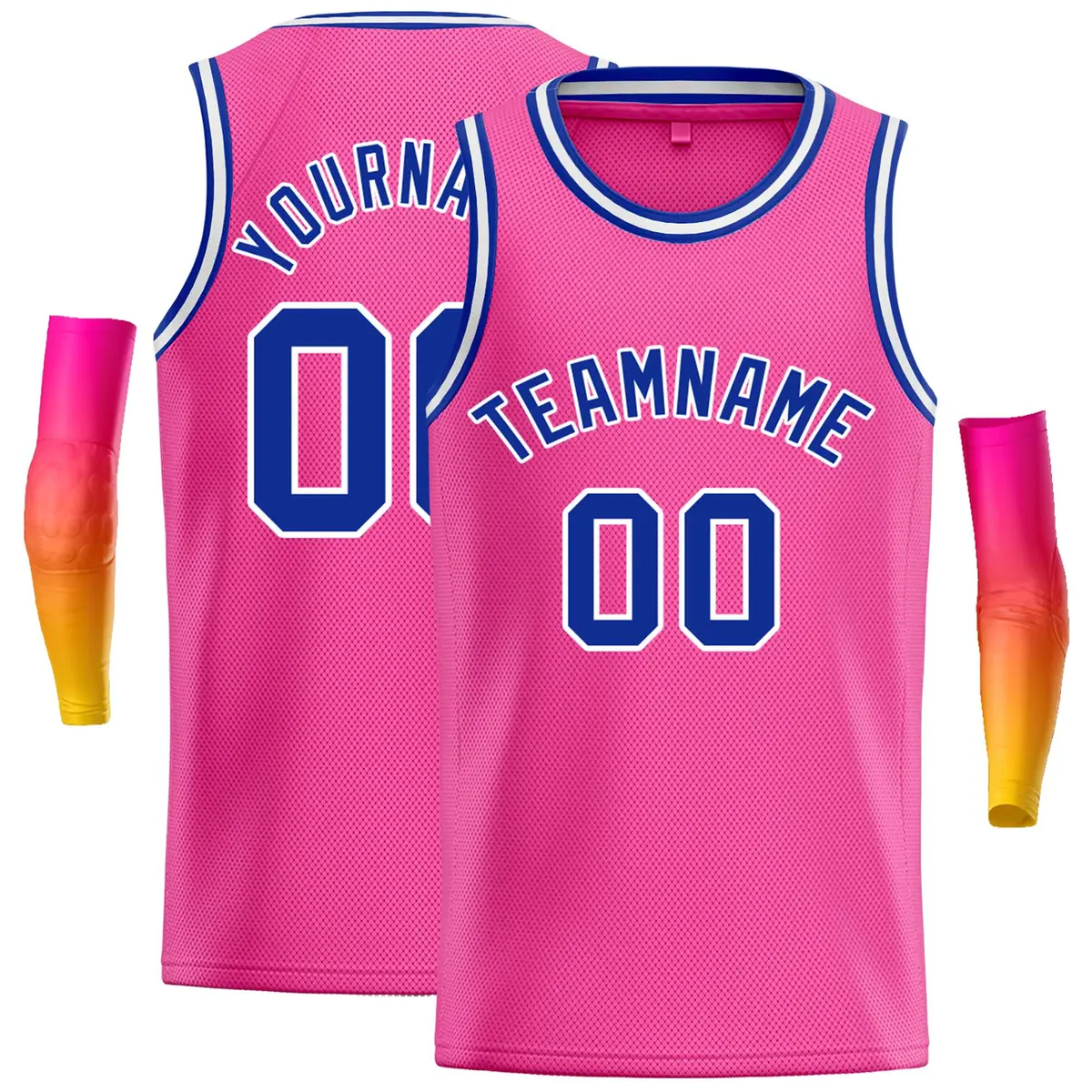 Classic Casual Basketball Jersey Pink Royal-White