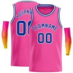 Classic Casual Basketball Jersey Pink Royal-White 1