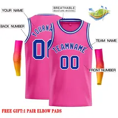 Classic Casual Basketball Jersey Pink Royal-White 2