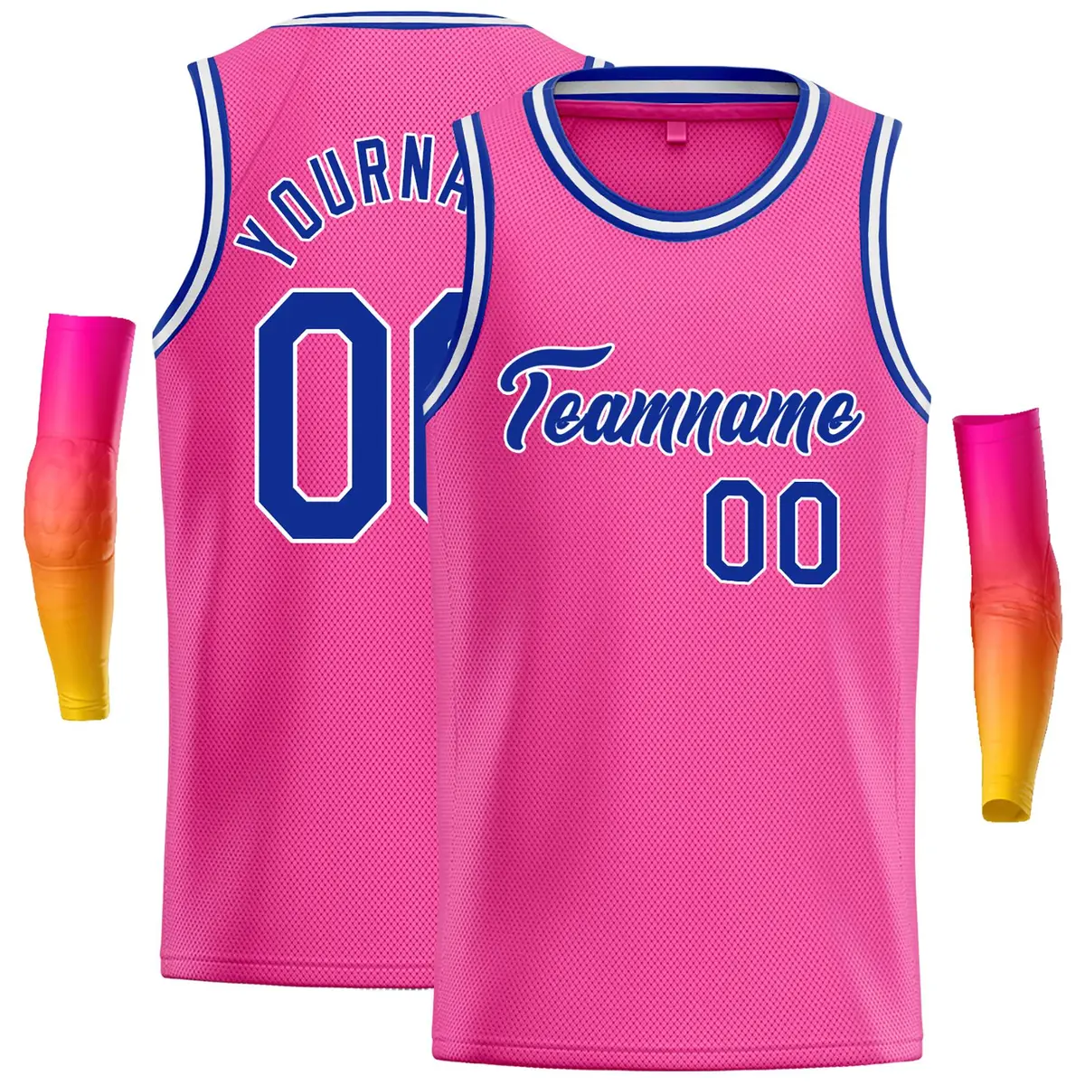 Classic Casual Basketball Jersey Pink Royal-White