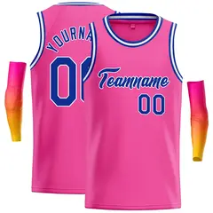 Classic Casual Basketball Jersey Pink Royal-White