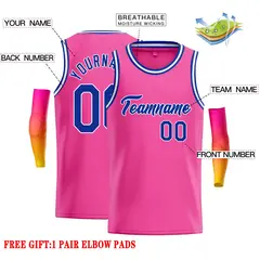 Classic Casual Basketball Jersey Pink Royal-White 2