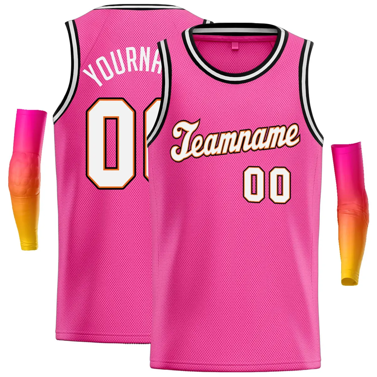 Classic Casual Basketball Jersey Pink White-Orange