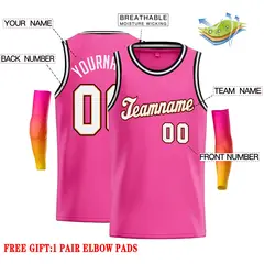 Classic Casual Basketball Jersey Pink White-Orange 2