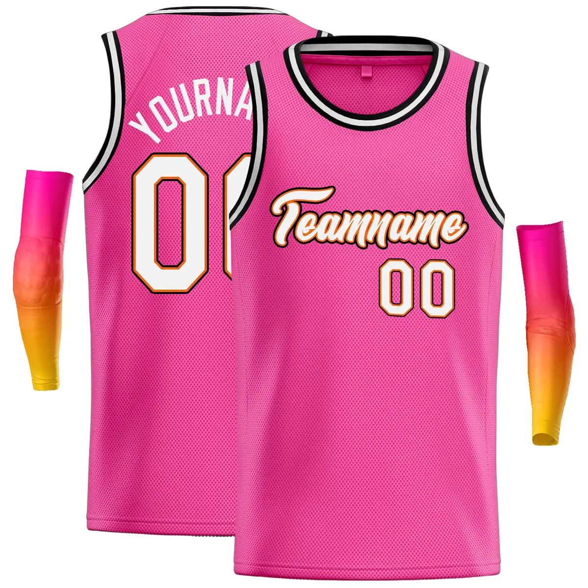 Classic Casual Basketball Jersey Pink White-Orange