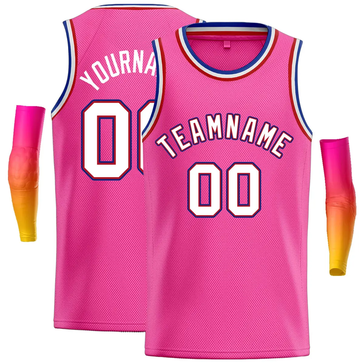 Classic Casual Basketball Jersey Pink White-Red