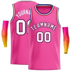 Classic Casual Basketball Jersey Pink White-Red
