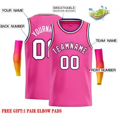 Classic Casual Basketball Jersey Pink White-Red 2