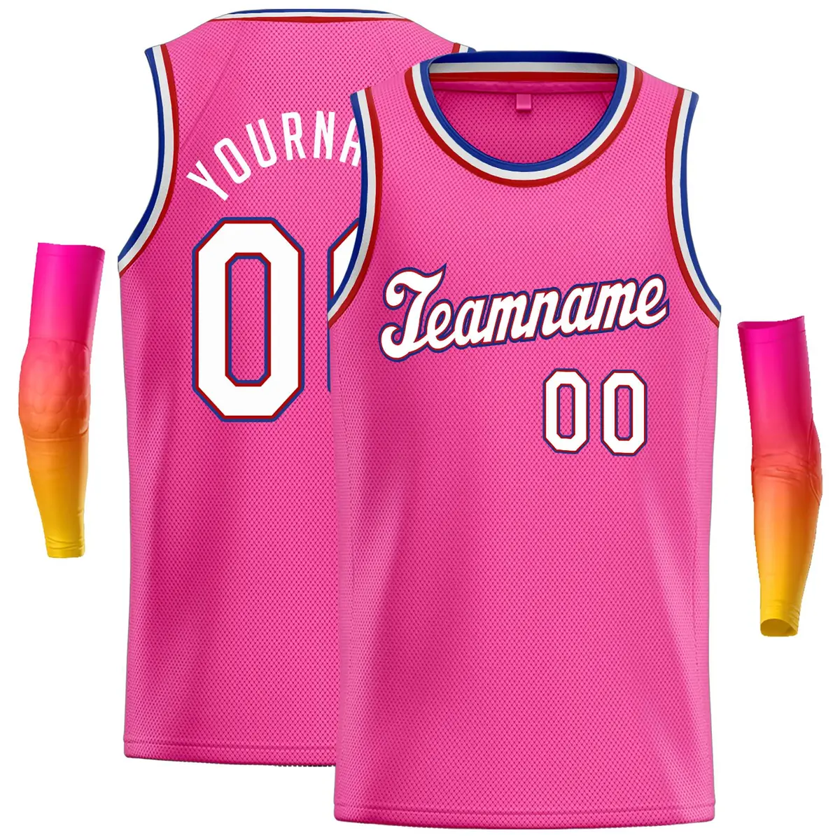 Classic Casual Basketball Jersey Pink White-Red