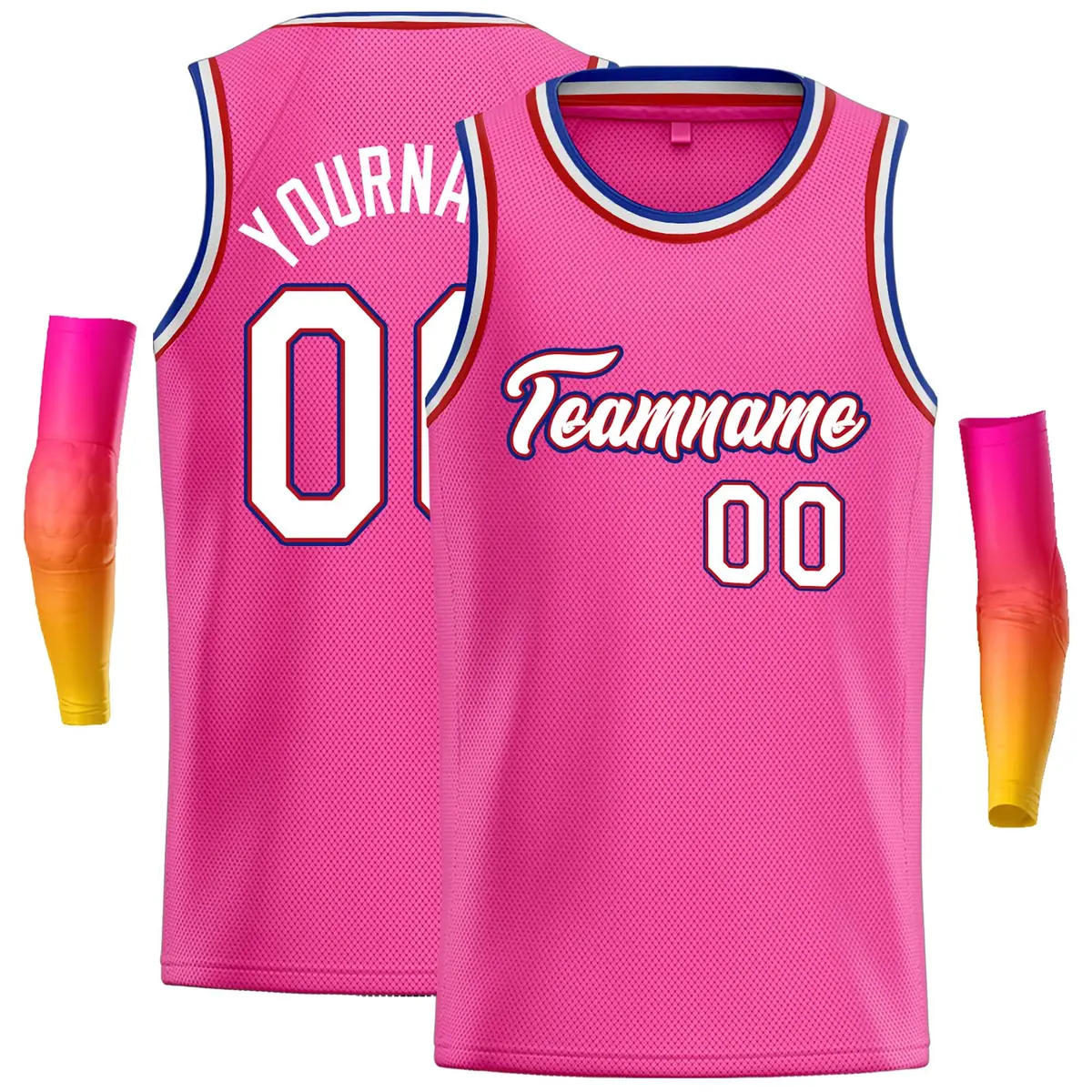 Classic Casual Basketball Jersey Pink White-Red