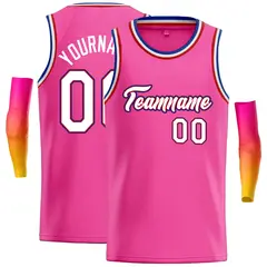 Classic Casual Basketball Jersey Pink White-Red
