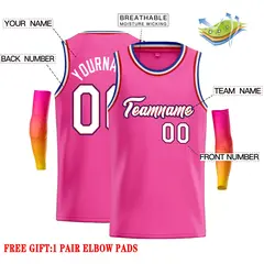 Classic Casual Basketball Jersey Pink White-Red 2