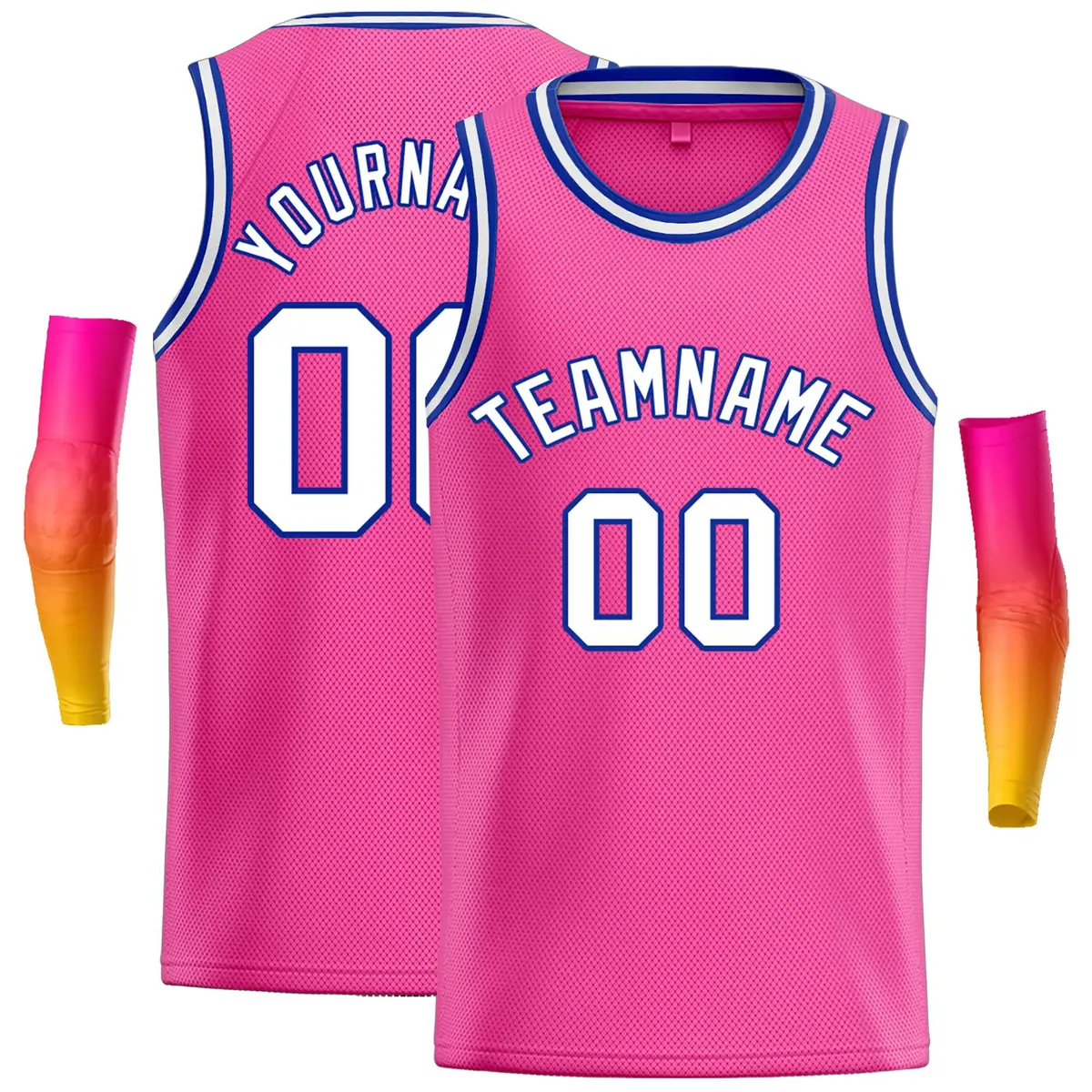 Classic Casual Basketball Jersey Pink White-Royal