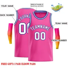 Classic Casual Basketball Jersey Pink White-Royal 2