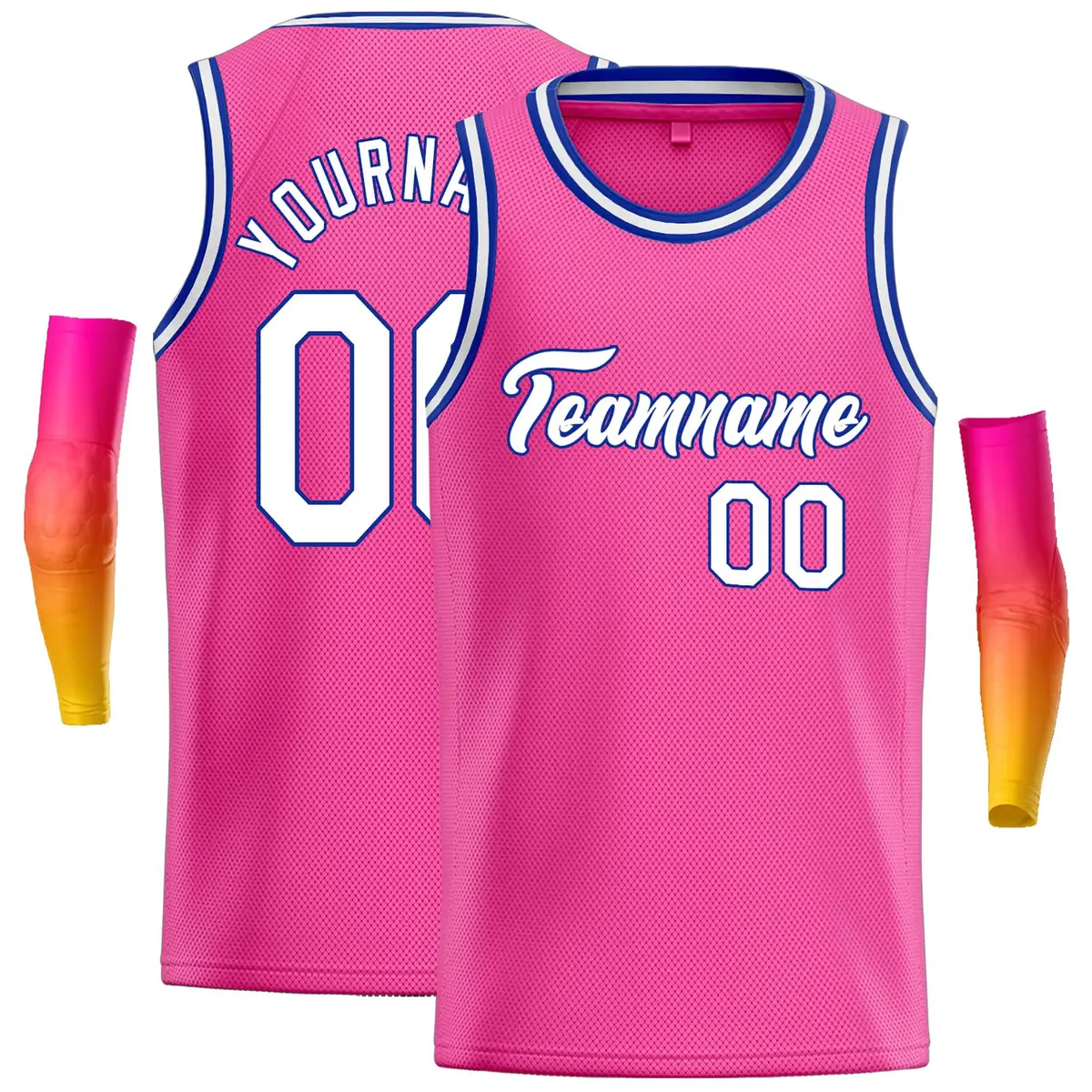 Classic Casual Basketball Jersey Pink White-Royal