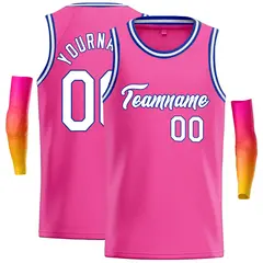 Classic Casual Basketball Jersey Pink White-Royal