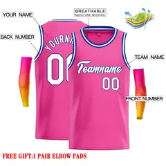 Classic Casual Basketball Jersey Pink White-Royal 2