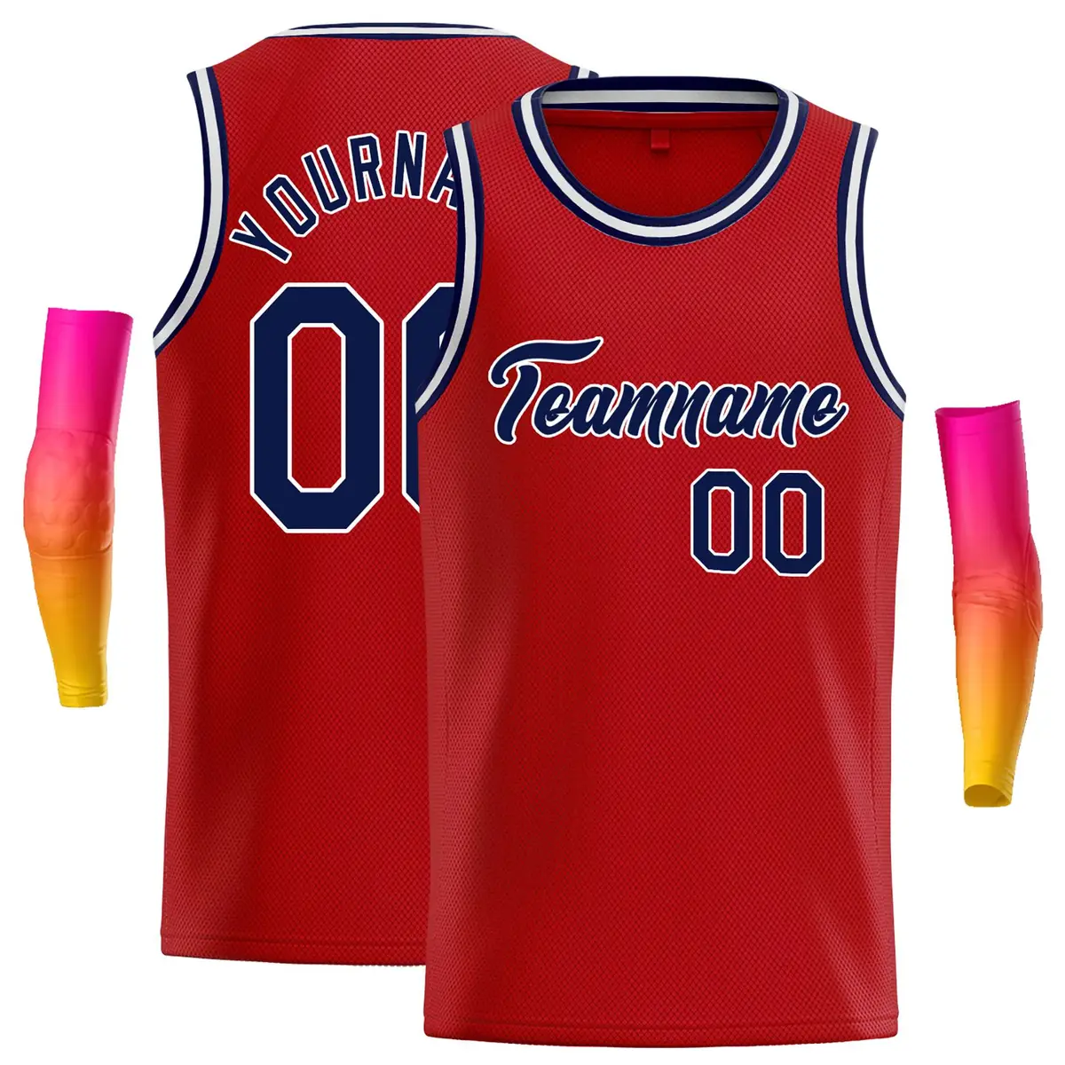Classic Casual Basketball Jersey Red Navy-White