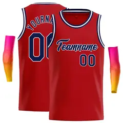 Classic Casual Basketball Jersey Red Navy-White