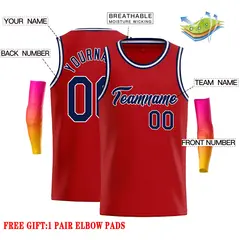 Classic Casual Basketball Jersey Red Navy-White 2