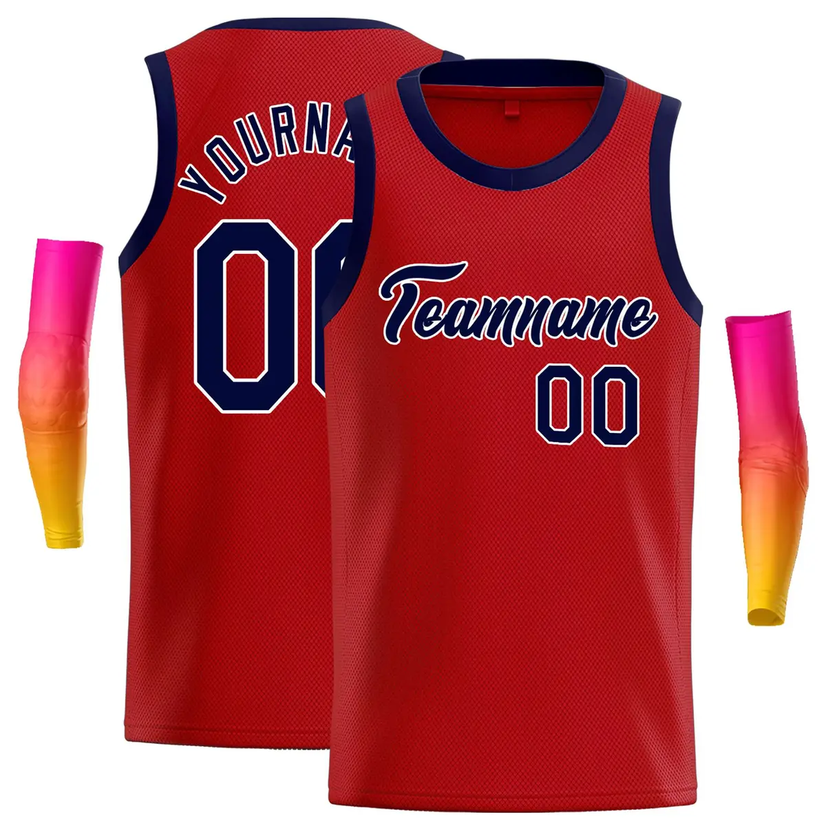 Classic Casual Basketball Jersey Red Navy-White