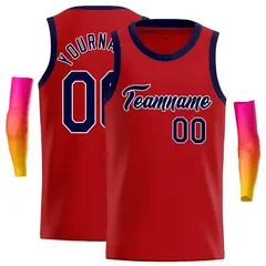 Classic Casual Basketball Jersey Red Navy-White