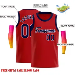 Classic Casual Basketball Jersey Red Navy-White 2