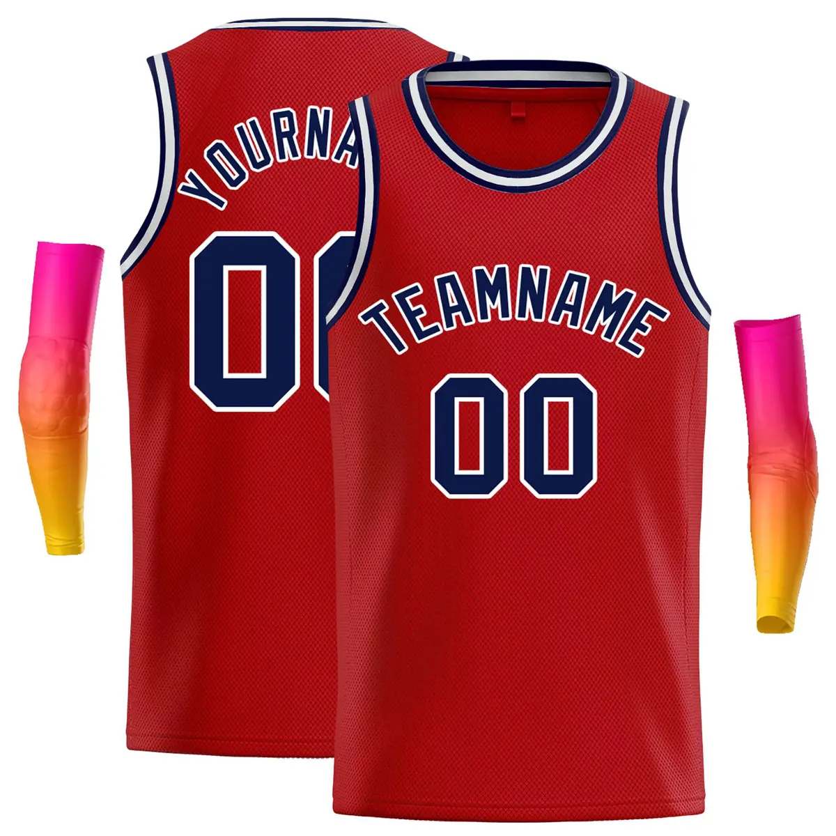 Classic Casual Basketball Jersey Red Navy-White