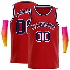 Classic Casual Basketball Jersey Red Navy-White