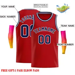 Classic Casual Basketball Jersey Red Navy-White 2