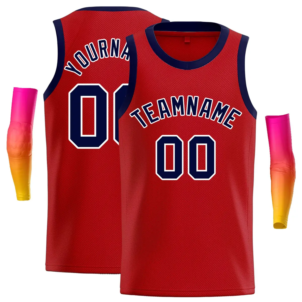 Classic Casual Basketball Jersey Red Navy-White