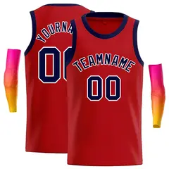 Classic Casual Basketball Jersey Red Navy-White
