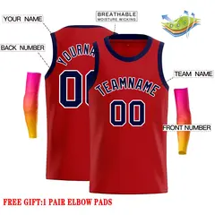 Classic Casual Basketball Jersey Red Navy-White 2