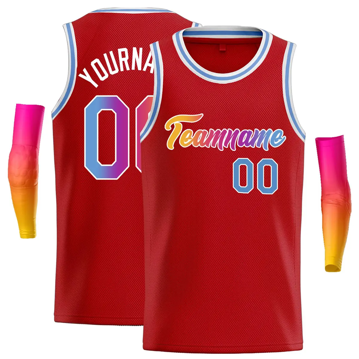 Classic Casual Basketball Jersey Red Pink-White