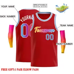 Classic Casual Basketball Jersey Red Pink-White 2