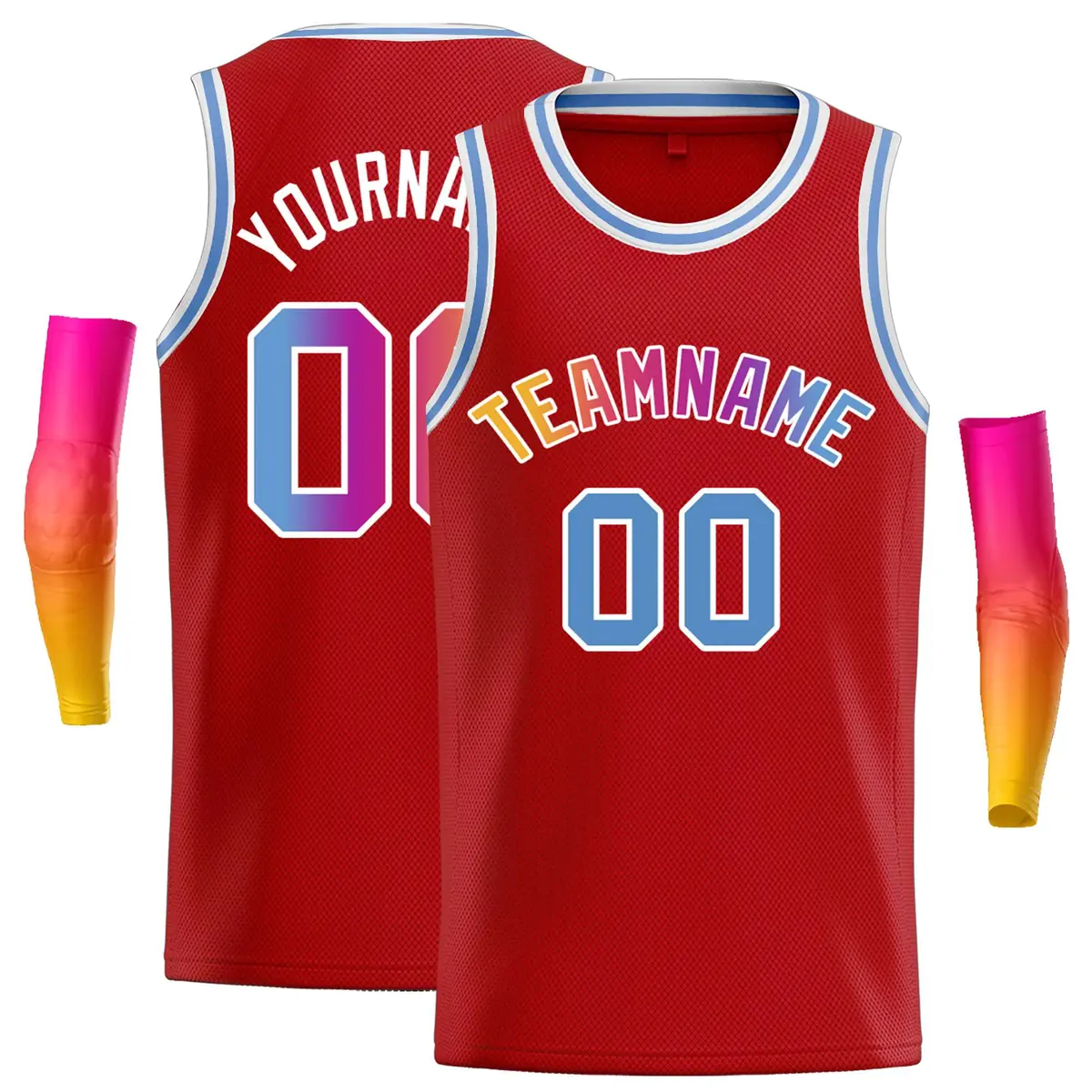 Classic Casual Basketball Jersey Red Pink-White
