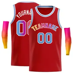 Classic Casual Basketball Jersey Red Pink-White 1