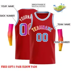 Classic Casual Basketball Jersey Red Pink-White 2